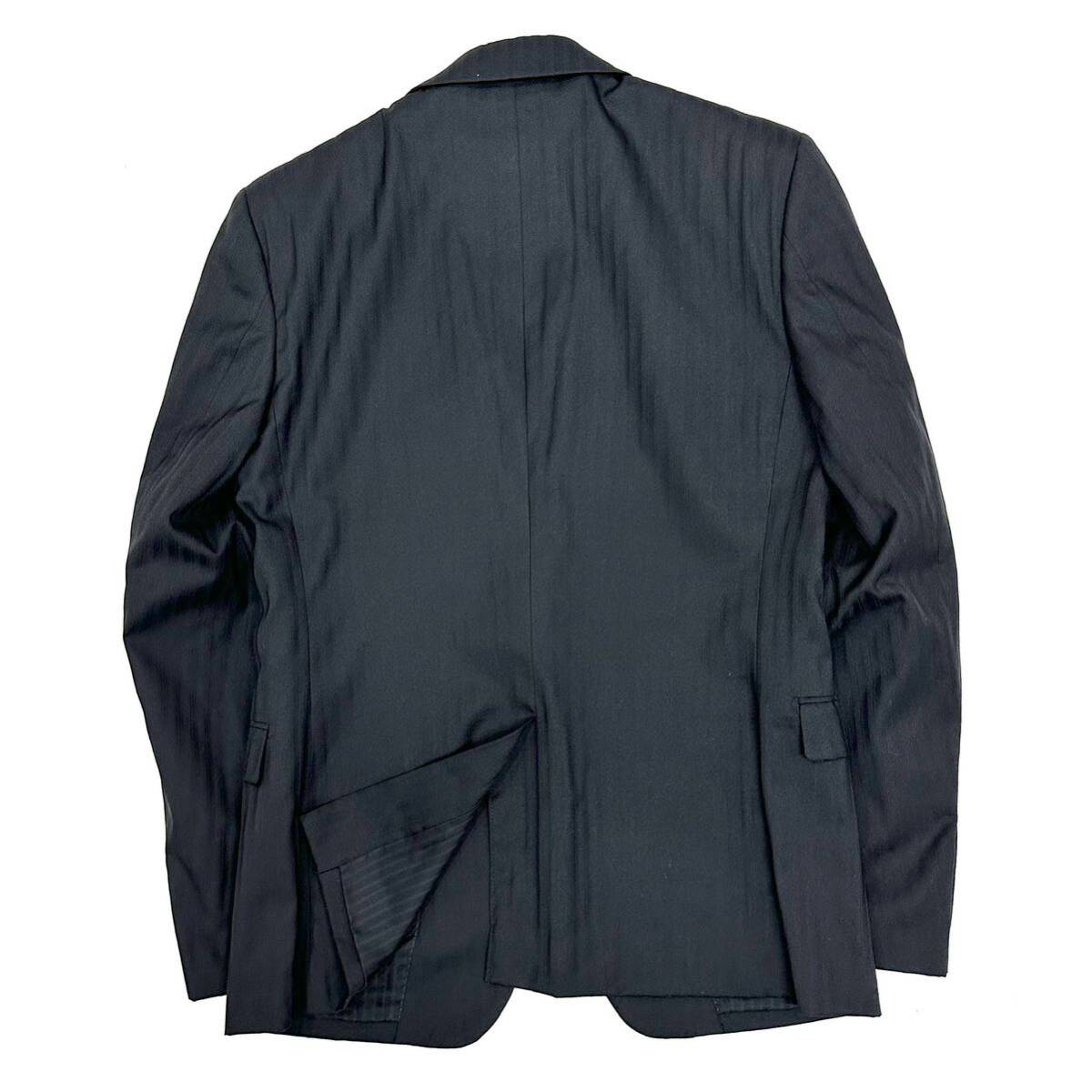 D'URBAN ombrare ウール シルク 2B スリム 光沢 ストライプ シングルスーツ(44)ブラック メンズ 紳士服 ダーバン 日本制
