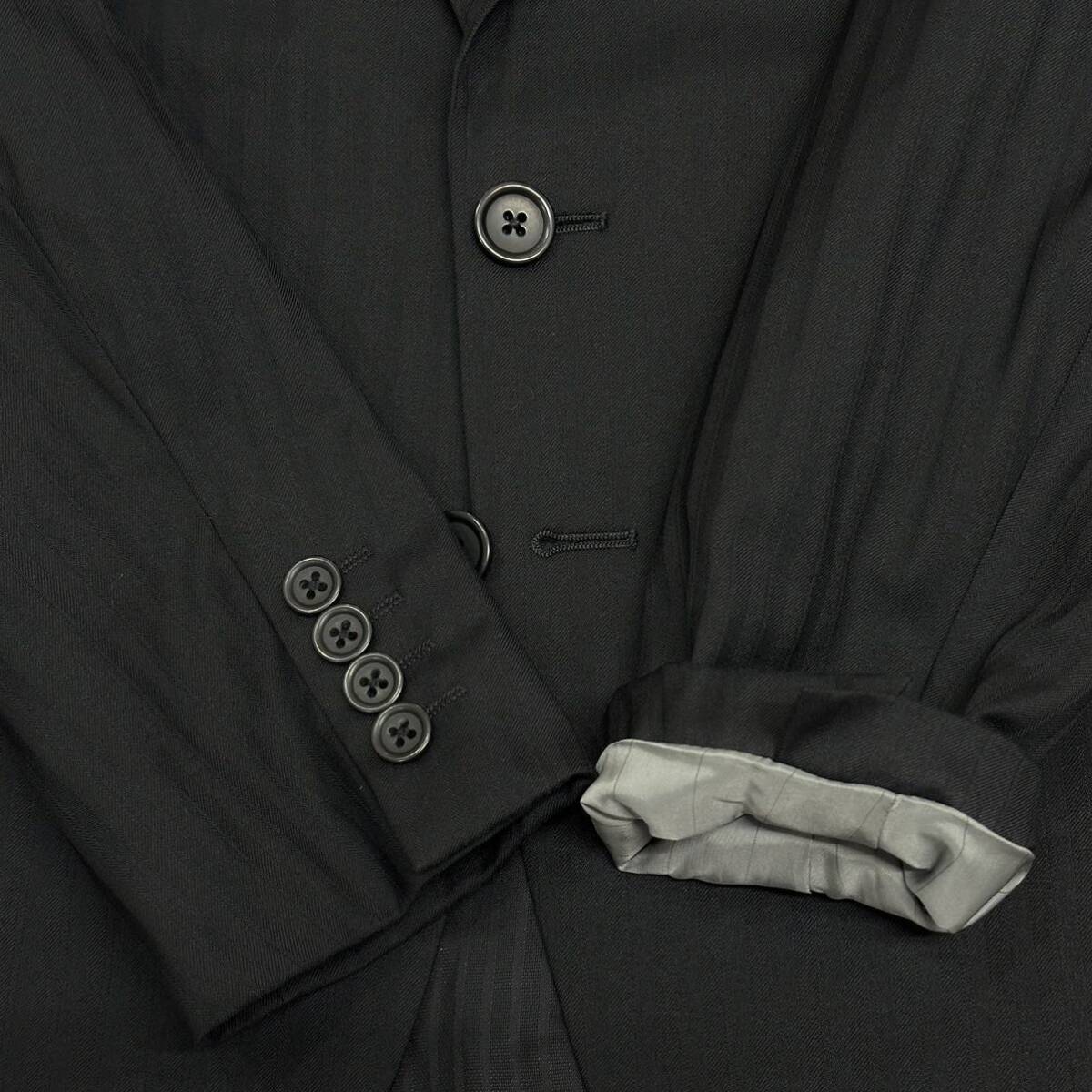 D'URBAN ombrare ウール シルク 2B スリム 光沢 ストライプ シングルスーツ(44)ブラック メンズ 紳士服 ダーバン 日本制