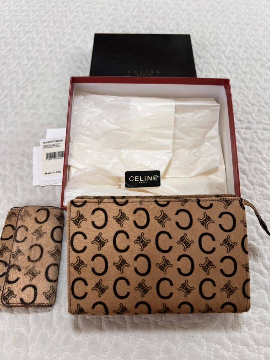 セリーヌ CELINE ハラコ ポーチ 6連キーケース 箱付き 小物入れ ヴィンテージ 