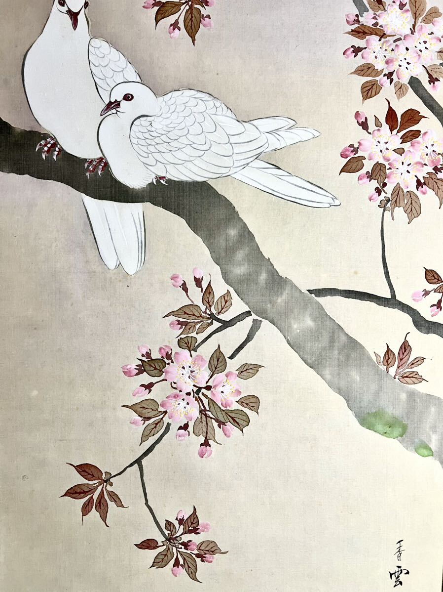 Yahoo!オークション - 【真作】【仙】山本香雲「桜花白鳩之図