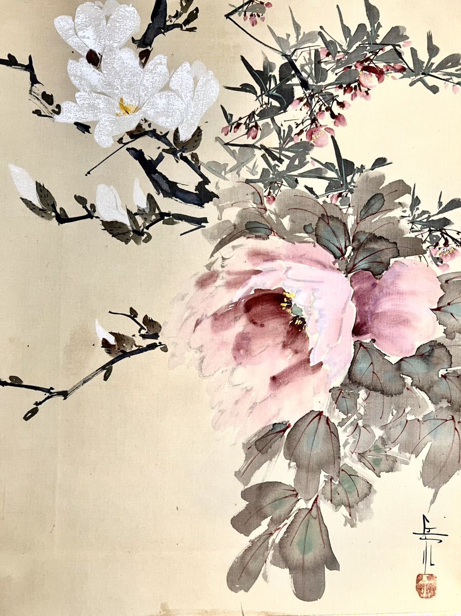 井手岳水　梅　梅に鶯　花鳥画　共箱　書画、骨董品、美術品 井手岳水 梅 梅に鶯 花鳥画 共箱 書画、骨董品、美術品