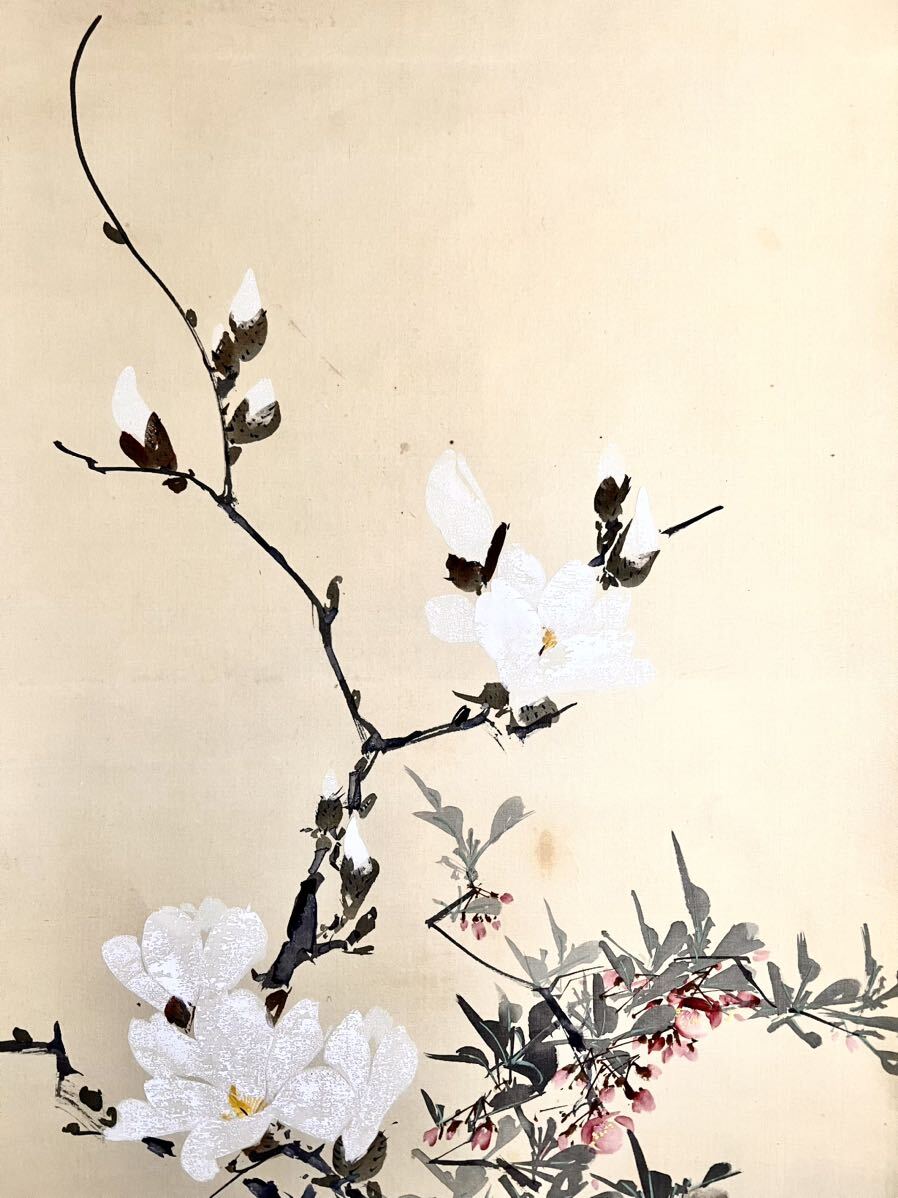 井手岳水　梅　梅に鶯　花鳥画　共箱　書画、骨董品、美術品 井手岳水 梅 梅に鶯 花鳥画 共箱 書画、骨董品、美術品