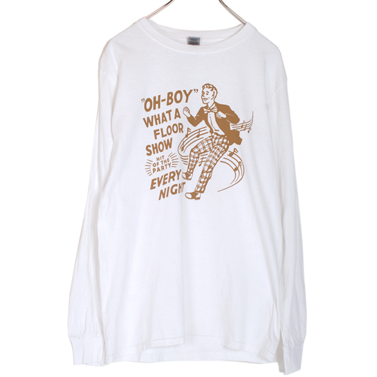 レトログラフィックロンT 長袖Tシャツ プルオーバー WEGO ウィゴー Sサイズ 白 プリント アメカジ ギルダン