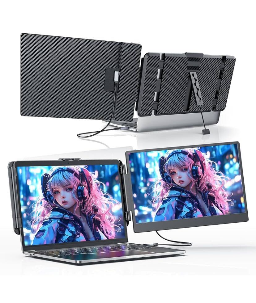 デュアルモニター 14インチ IPS ポータブルモニターFHD 1080P デュアルスクリーンノートパソコンディスプレイ拡張 デュアルモニター 14インチ IPS ポータブルモニターFHD 1080P デュアルスクリーンノートパソコンディスプレイ拡張