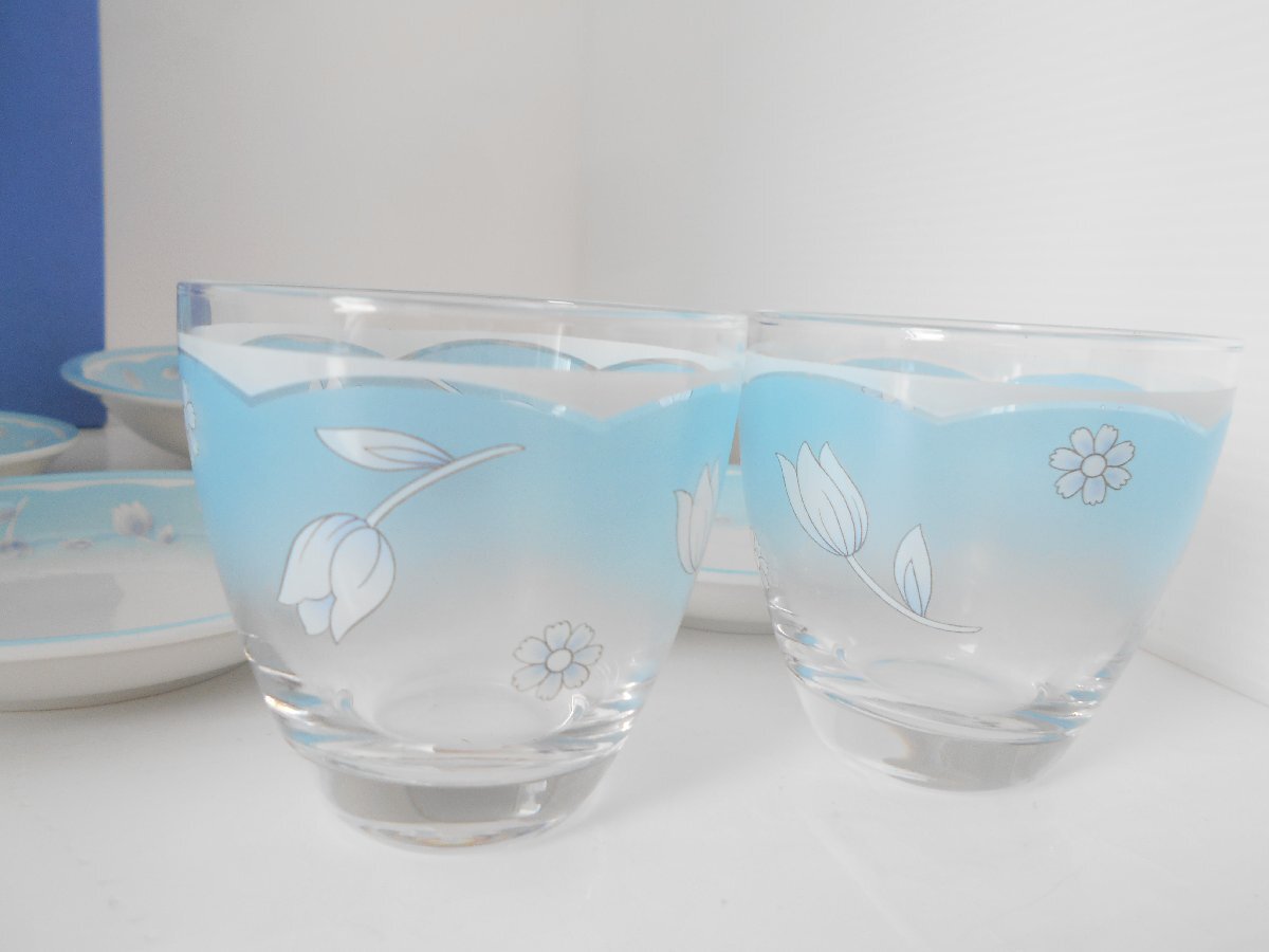 ●シャディ陶器 冷茶おもてなしセット KP シルエット チューリップ UTSUWA-KOBO 器工房 冷茶グラス 小皿 大皿_画像3