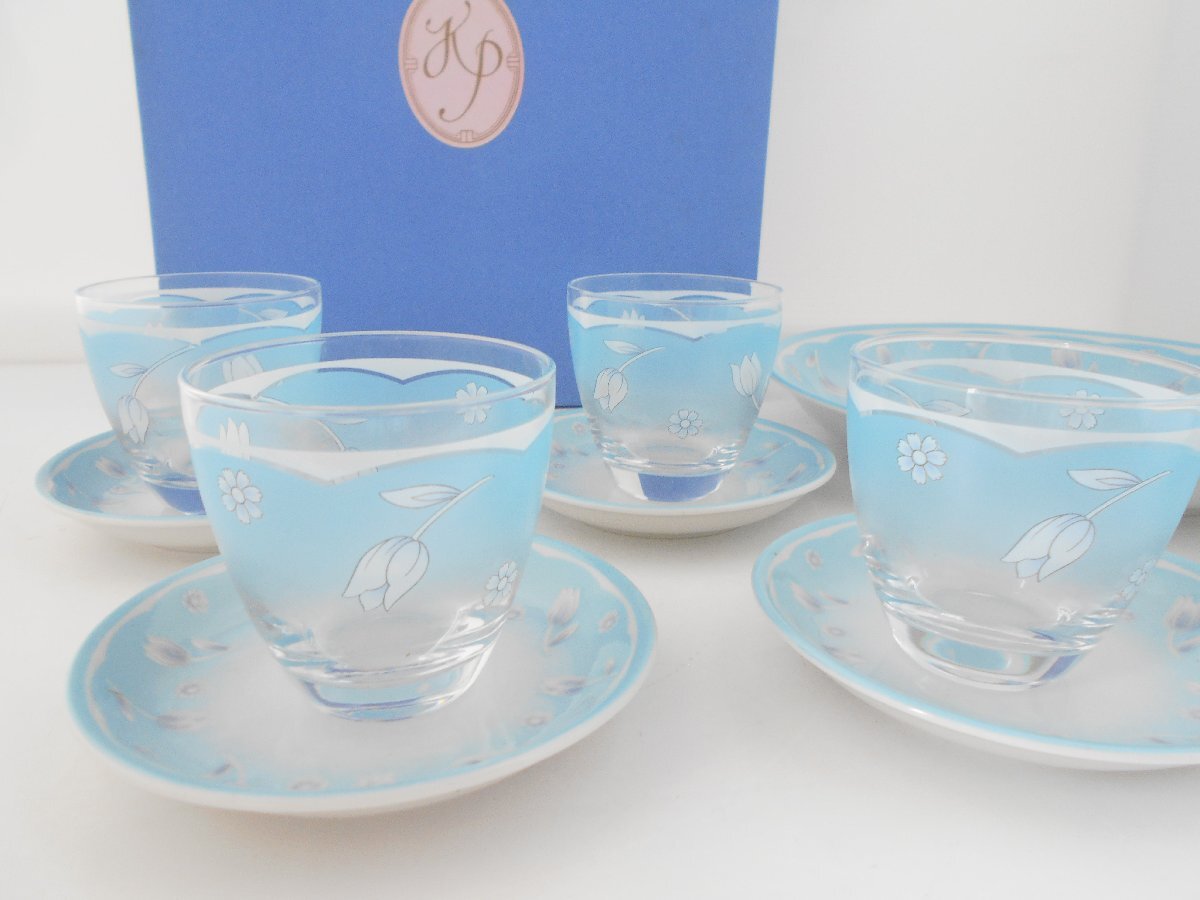 ●シャディ陶器 冷茶おもてなしセット KP シルエット チューリップ UTSUWA-KOBO 器工房 冷茶グラス 小皿 大皿_画像2