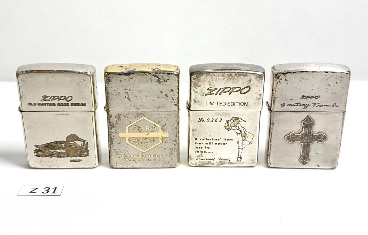 ジッポ― オイルライター/zippo/4つセット/1987年/1993年/1994年/1999年製/限定品含む/中古/火打ち確認済/№z31