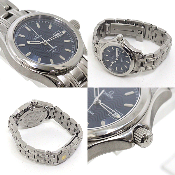 OMEGA オメガ レディース腕時計 シーマスター 120 2581.81 ブルー文字盤 クォーツ 仕上げ済 【中古】