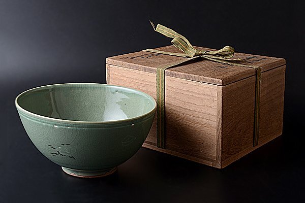 時代物 明治大正期頃 陶磁器花瓶入り 華籠 趣がある竹細工 華道 骨董
