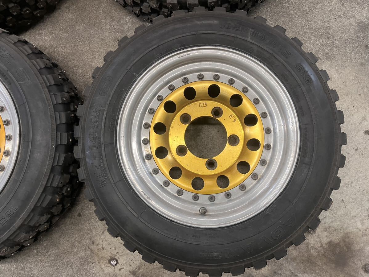 レンコンホイール 15インチ 6J＋0？ 195/65/15 ADVAN アドバン MT-14 フルピン スパイク ジムニー SJ10 SJ30 JA11 JA12