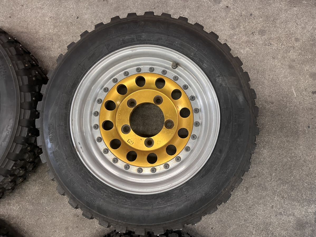 レンコンホイール 15インチ 6J＋0？ 195/65/15 ADVAN アドバン MT-14 フルピン スパイク ジムニー SJ10 SJ30 JA11 JA12