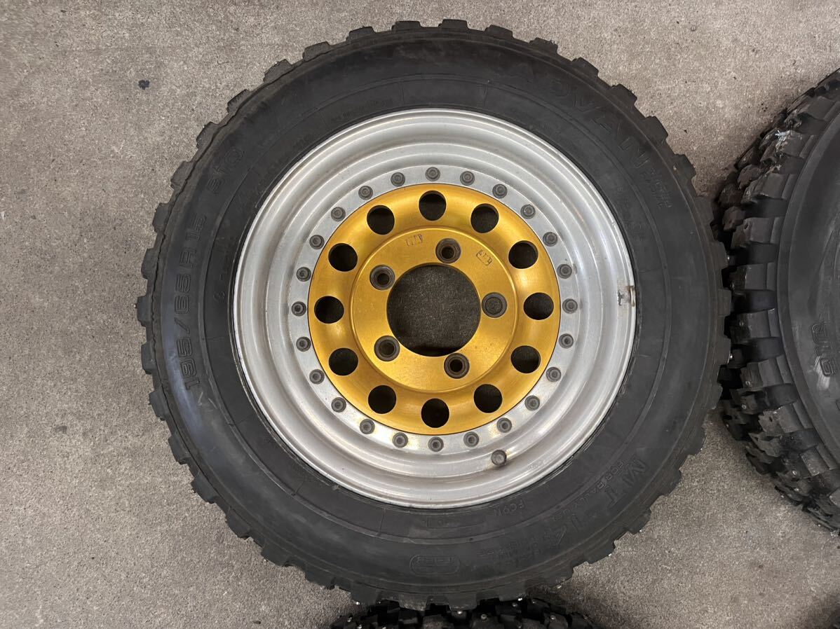 レンコンホイール 15インチ 6J＋0？ 195/65/15 ADVAN アドバン MT-14 フルピン スパイク ジムニー SJ10 SJ30 JA11 JA12
