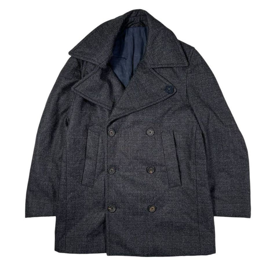 【紳士の嗜み】 LARDINI ラルディーニ 極上ウール ピーコート Pコート モチーフ付き ダークグレー 46