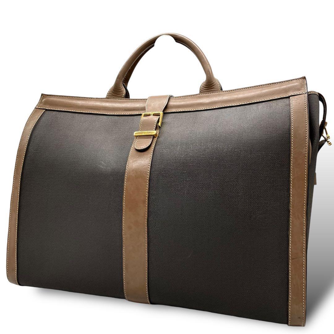 dunhill ダンヒル　x ダレスバッグ　特大　PVC フラップ　グレー　茶 dunhill ダンヒル x ダレスバッグ 特大 PVC フラップ グレー 茶