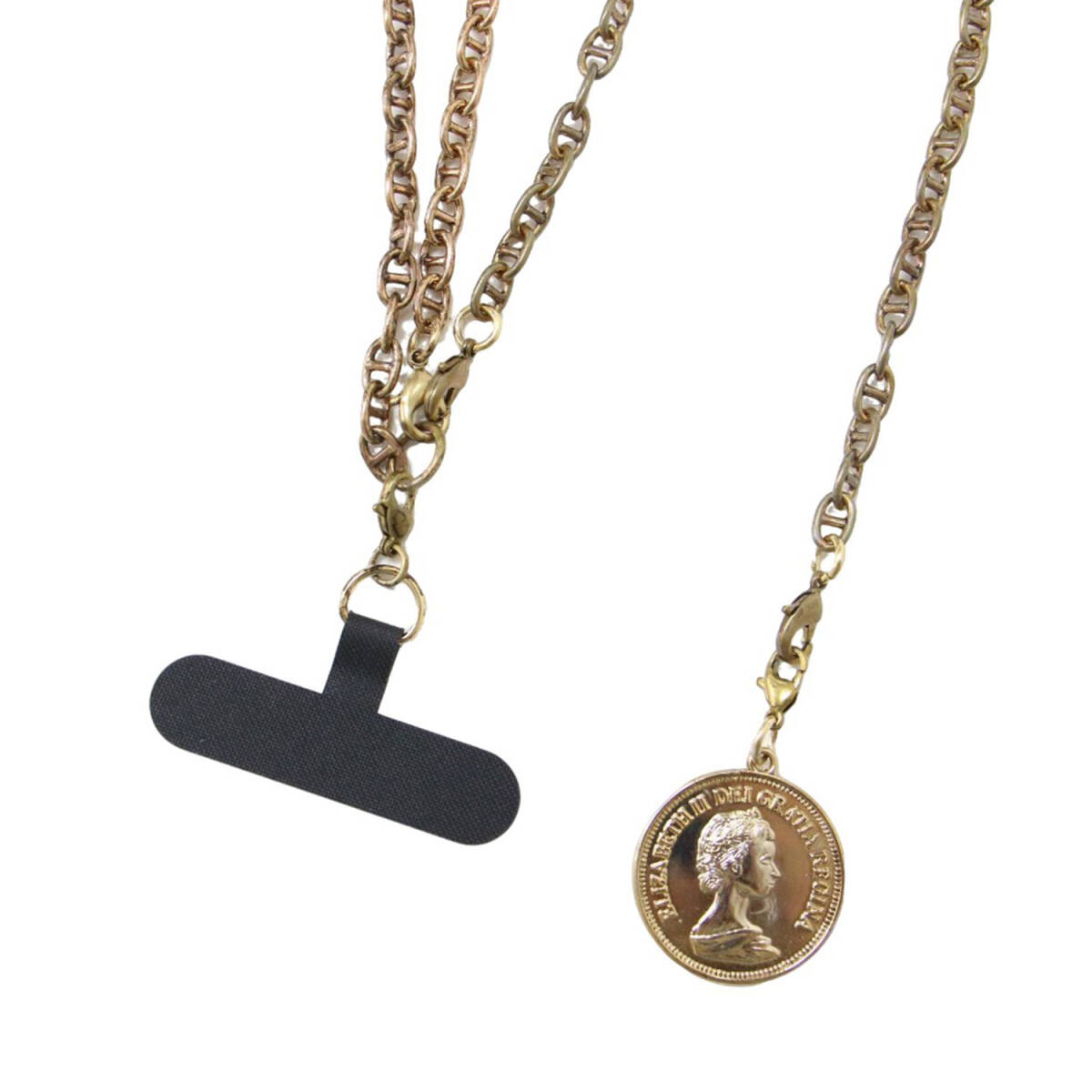 美品 Plage プラージュ スマホショルダー 24春夏 ゴールド コイン チェーン chain スマホストラップ 真鍮 ネックレス ヴィンテージライク