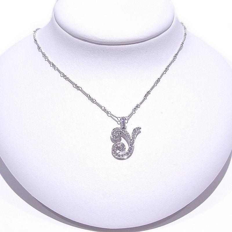 750 K18WG white gold necklace mere diamond design necklace [ used ][ degree A][ No-brand ]