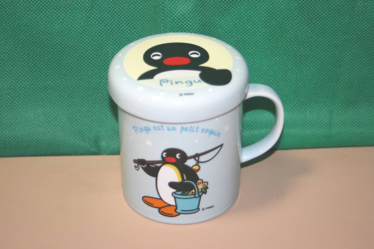 ピングー PINGU 蓋つきマグカップ ネスレ Nestle ブルー 陶器 非売品 コーヒーカップ