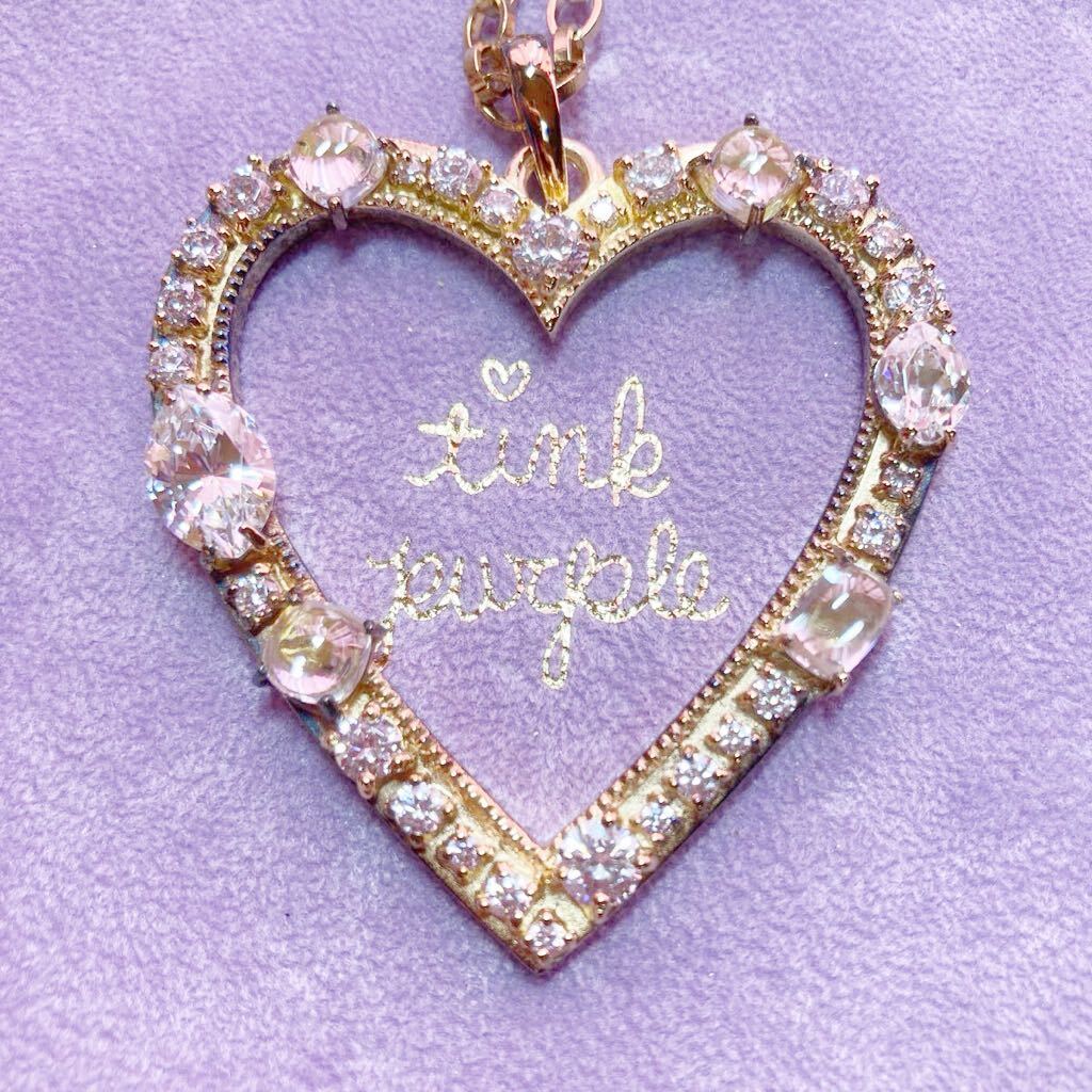 ② ティンクパープル ネックレス tink pink アクセサリー AHKAH 定価¥36.750 ファリダハートネックレス PP-9 ストーン アーカー 付属品付
