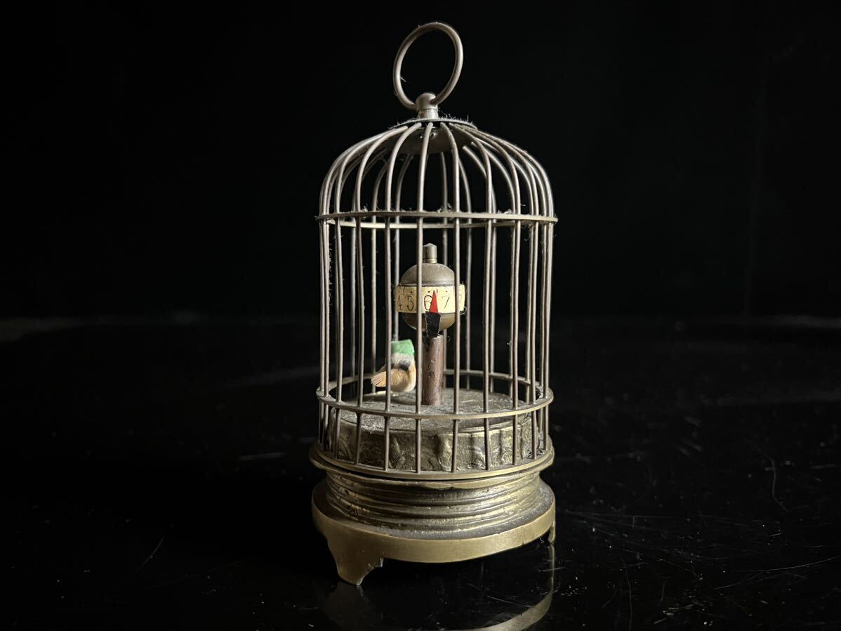 ◇鸛◇ アンティーク 真鍮製 鳥籠形置時計 14.5cm 284g 稼動品 ◇鸛◇ アンティーク 真鍮製 鳥籠形置時計 14.5cm 284g 稼動品