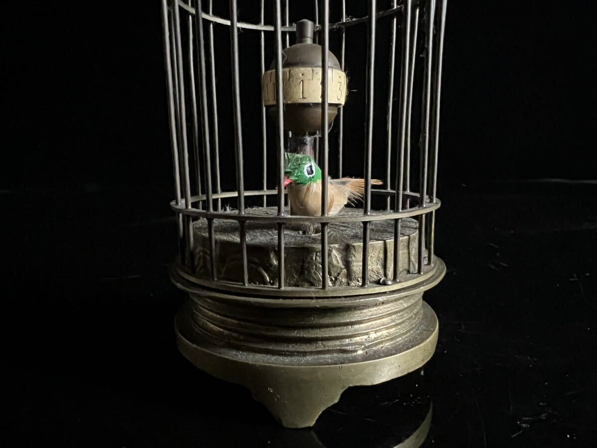 ◇鸛◇ アンティーク 真鍮製 鳥籠形置時計 14.5cm 284g 稼動品 ◇鸛◇ アンティーク 真鍮製 鳥籠形置時計 14.5cm 284g 稼動品