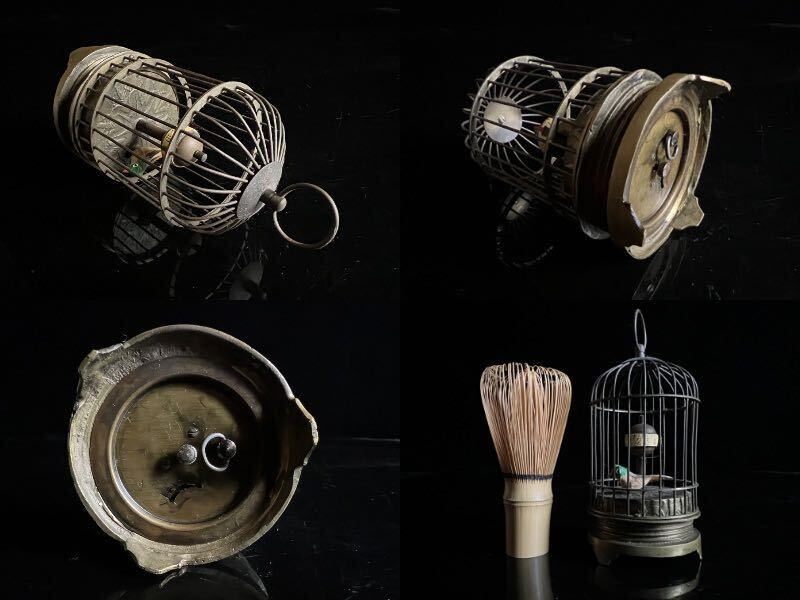 ◇鸛◇ アンティーク 真鍮製 鳥籠形置時計 14.5cm 284g 稼動品 ◇鸛◇ アンティーク 真鍮製 鳥籠形置時計 14.5cm 284g 稼動品