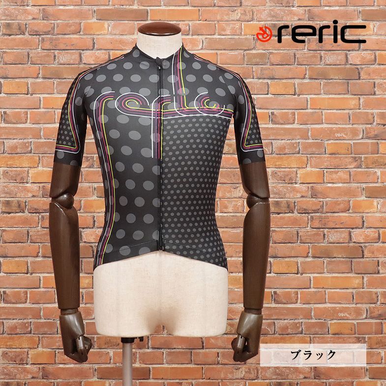 1 jpy / spring summer /reric/XL size / cyclewear light weight stretch betta attaching prevention ASTERIA& mug ns mesh made in Japan short sleeves new goods / black / black /ib289/