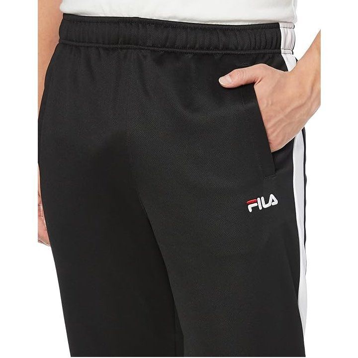 ★フィラ FILA 新品 メンズ UVカット 裏起毛 保温 トレーニング ジャージ ロング パンツ 黒 Lサイズ [443341-BWT-M] 一 四 壱★QWER★