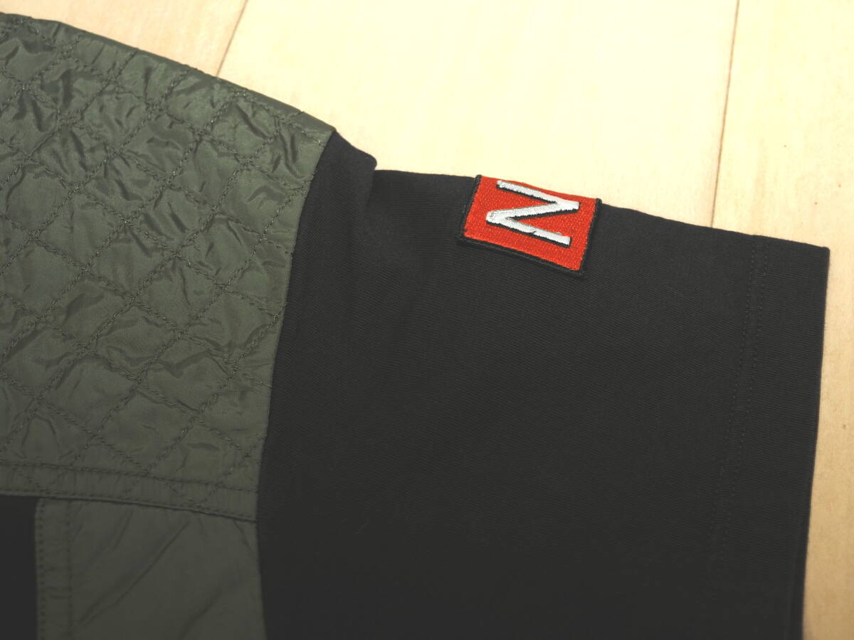 N°21 ヌメロヴェントゥーノ 18AWキルティング切り替えTシャツS黒×カーキ Italy製_画像7