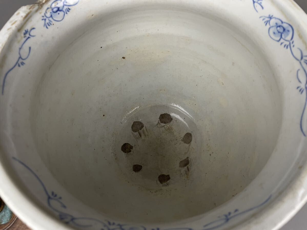 古伊万里 甕 木製蓋 染付 水瓶 水甕 蓋付壺 蓋物 草花文 水鉢 本 古伊万里 甕 木製蓋 染付 水瓶 水甕 蓋付壺 蓋物 草花文 水鉢 本