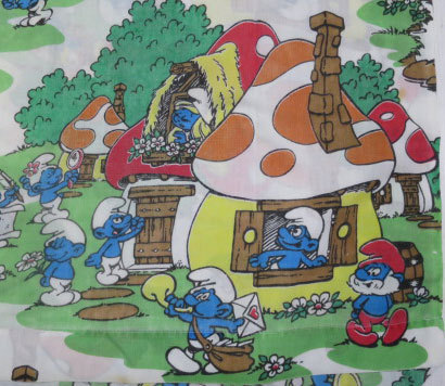 USE67スマーフsmurfアメリカ制フラットシーツtwinアメリカンキャラクター70's80'sビンテージdisneyディズニー大判オールド＆レトロ