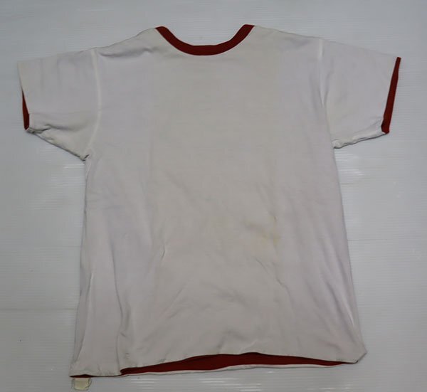 ST85リアルマッコイズREAL McCOY'S古著リバーシブルTシャツ２フェイスTシャツ赤系ｘ白系Tシャツ36日本制TシャツRGSカレッジTシャツEAGLES