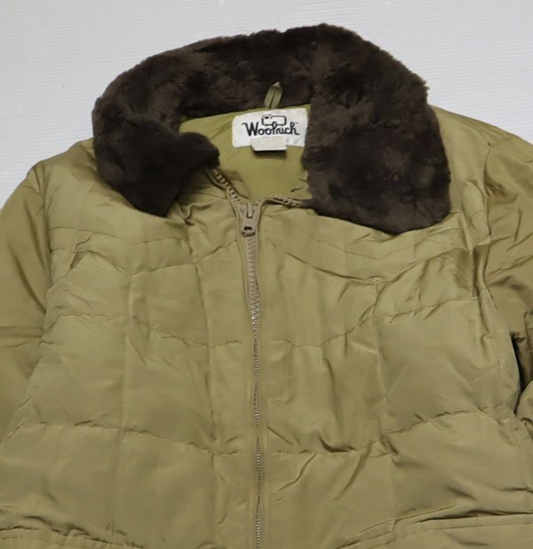 NJ77ウールリッチWOOLRICHアメリカ古着アメリカ製ダウンジャケットLビッグサイズDOWNナイロンジャケット襟アクリルボアアウトドア80’S