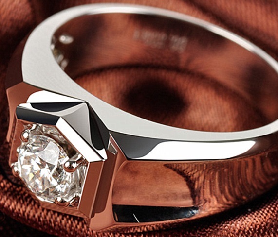  новый продукт кольцо мужской бриллиант Cubic Zirconia светит металлизированный серебряный джентльмен брак кольцо свободный размер 