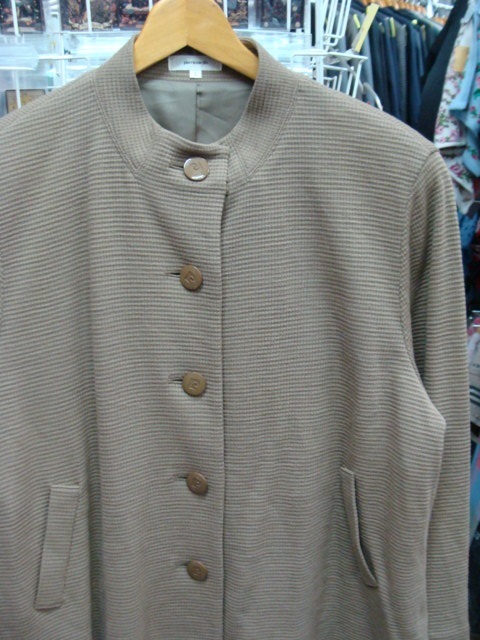Pierre Cardin ピエールカルダン レディース ボタン留め ウールドジャケット カーキ (M)