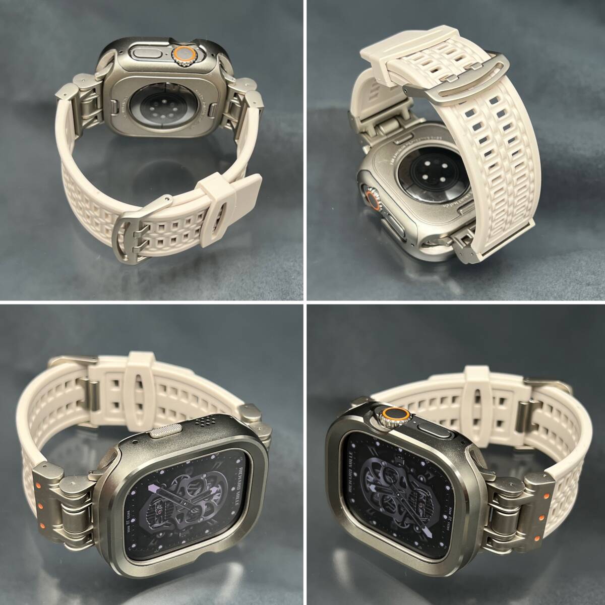 49mm 49ミリ ウルトラ アップルウォッチ アルミニウム カバー ケース サンド ホワイト ラバー ベルト バックル ultra Apple Watch_画像7