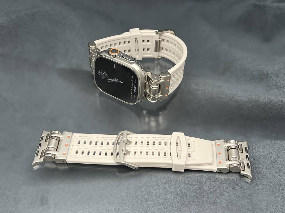 49mm 49ミリ ウルトラ アップルウォッチ アルミニウム カバー ケース サンド ホワイト ラバー ベルト バックル ultra Apple Watch_画像9