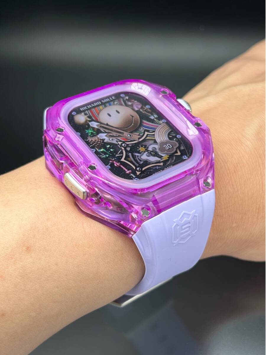 パープルクリアケース ラバー ベルト 49mm 49ミリ ウルトラ パープルクリアケース ラバー ベルト 49mm 49ミリ ウルトラ