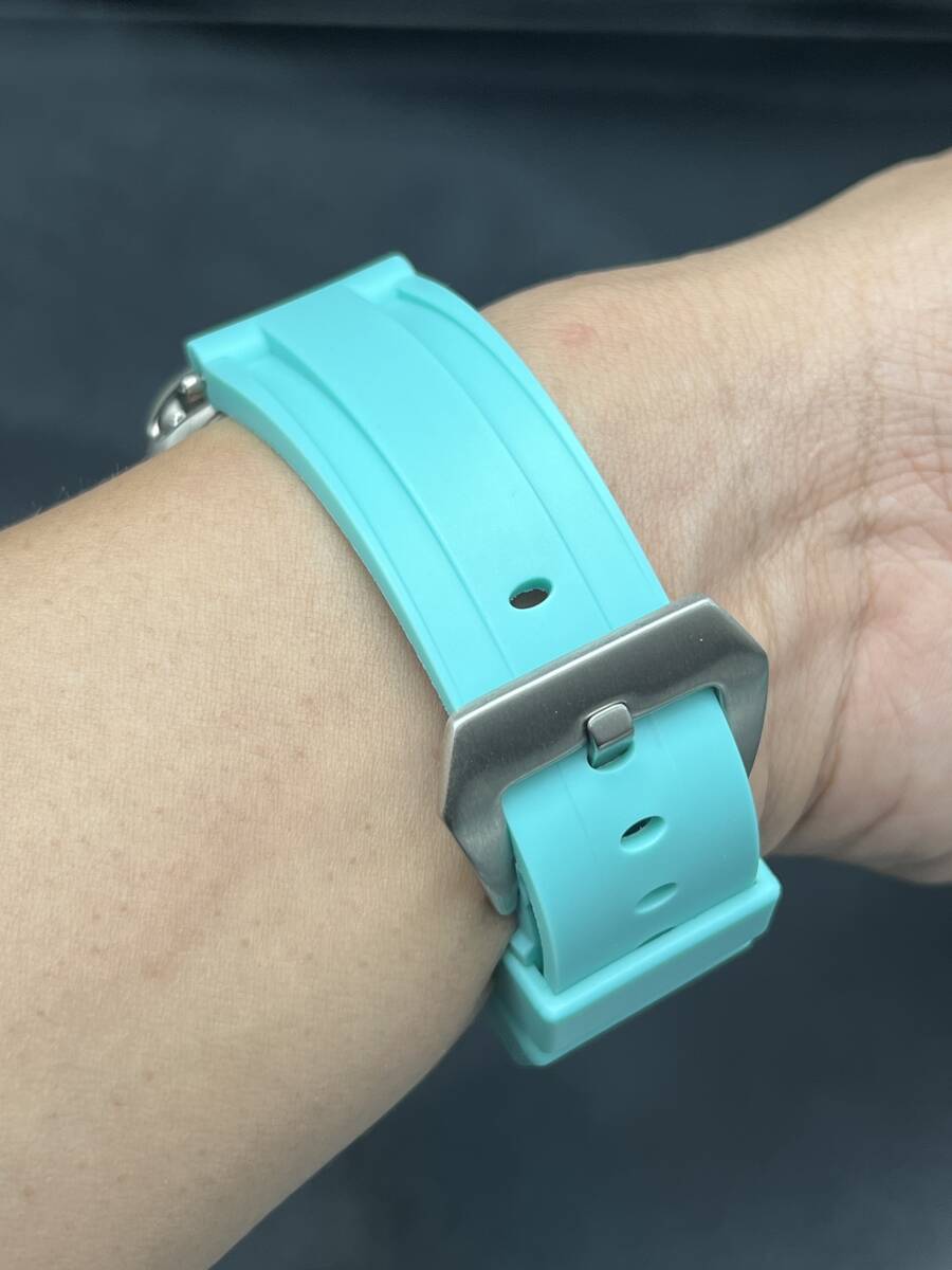 ティファニーブルー 24mm 幅 アップルウォッチ ラバー ベルト ソリッド バンド ストラップ 49mm ウルトラ ULTRA ホールバックル applewatch_画像7