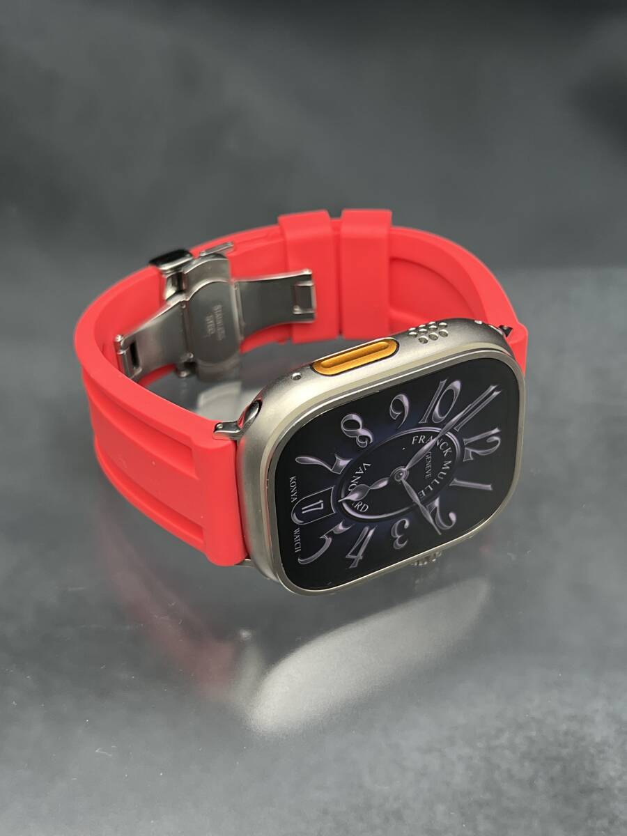レッド 24mm 幅 アップルウォッチ ラバー ベルト ソリッド バンド ストラップ 49mm ウルトラ ULTRA Dバックル applewatch_画像6