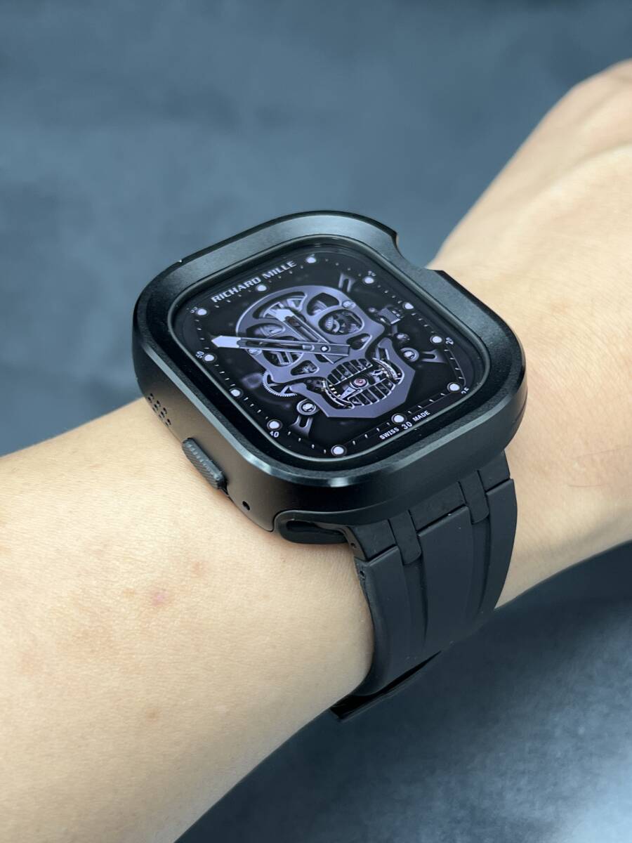 49mm 49ミリ ウルトラ アップルウォッチ ブラック アルミニウム カバー ケース ラバー ベルト ultra Apple Watch_画像6