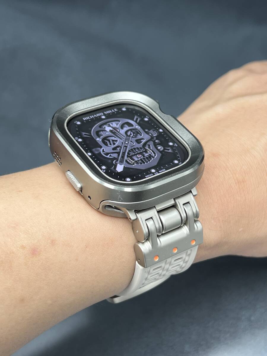 49mm 49ミリ ウルトラ アップルウォッチ アルミニウム カバー ケース サンド ホワイト ラバー ベルト バックル ultra Apple Watch_画像6