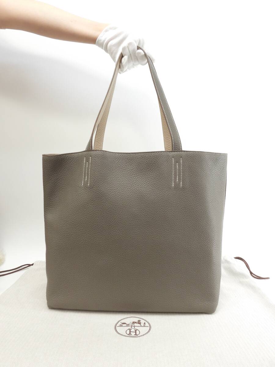 エルメス ドゥブルサンス45 トリヨンクレマンス エトープ/アルジル トートバッグ ショルダーバッグ@□Q 4_画像9