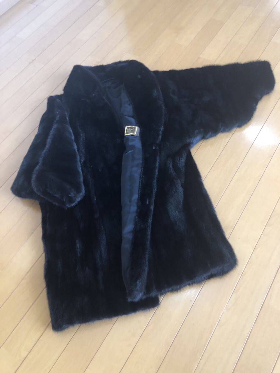 本毛皮コート ミンク SAGA MINK高級毛皮コート ブラック　(m92302)