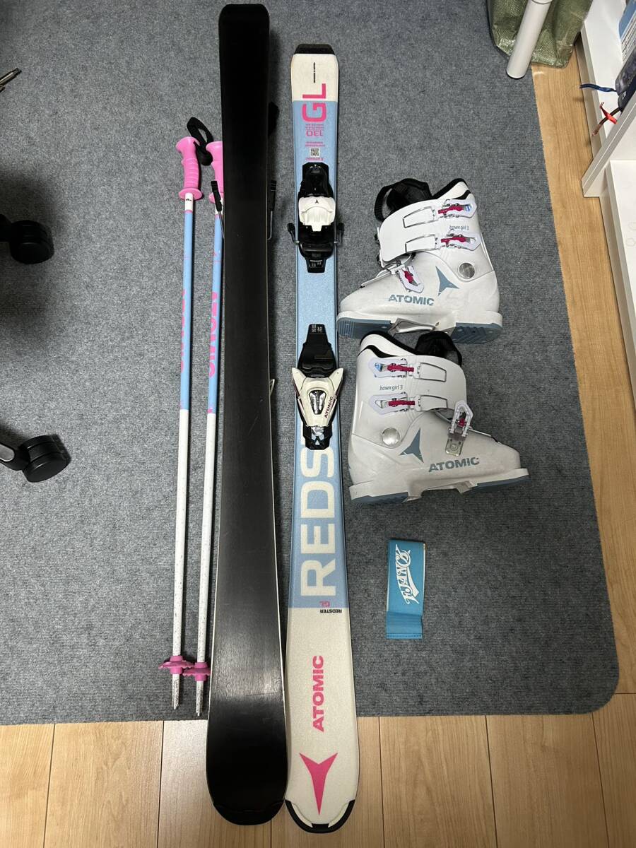 ジュニア用カービング　スキーセット（板ブーツストック以外ウェア「140㎝調整可能」ゴーグルなど）■板130/靴22■