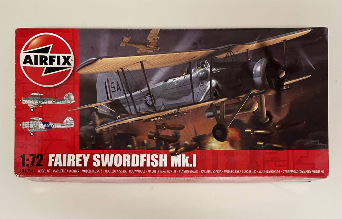 送料510円～ 希少 中袋未開封 未組立品 完全新規金型 AIRFIX/エアフィックス 1/72 フェアリー・ソードフィッシュMk.Ⅰイギリス海軍 攻撃機
