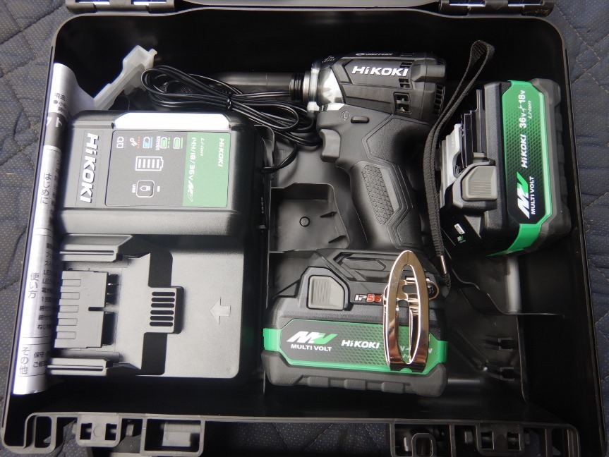 即決税0円未使用品HIKOKI充電インパクトドライバーWH18DC(2XPBZ)マルチ36V2.5Ah新型電池2個付セット 新型電池 本体は18V