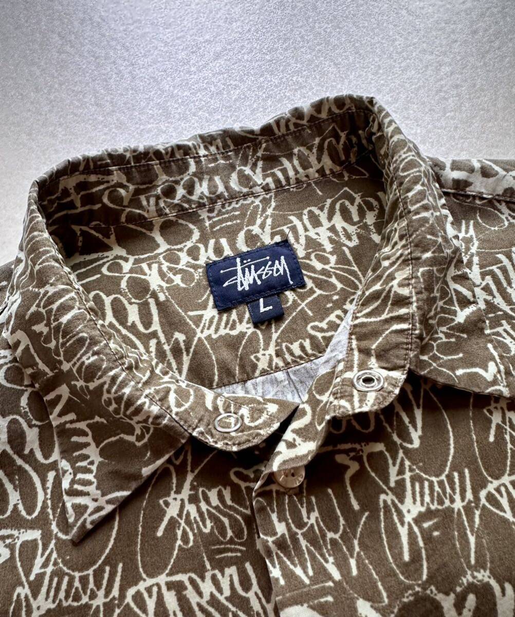 90s USA製 STUSSY ALL OVER PATTERN SHIRT OLD VINTAGE アメリカ 90s USA製 STUSSY ALL OVER PATTERN SHIRT OLD VINTAGE アメリカ