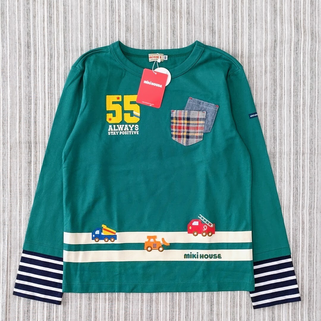 新品＊ミキハウス＊車モチーフ＊長袖Tシャツ＊140cm