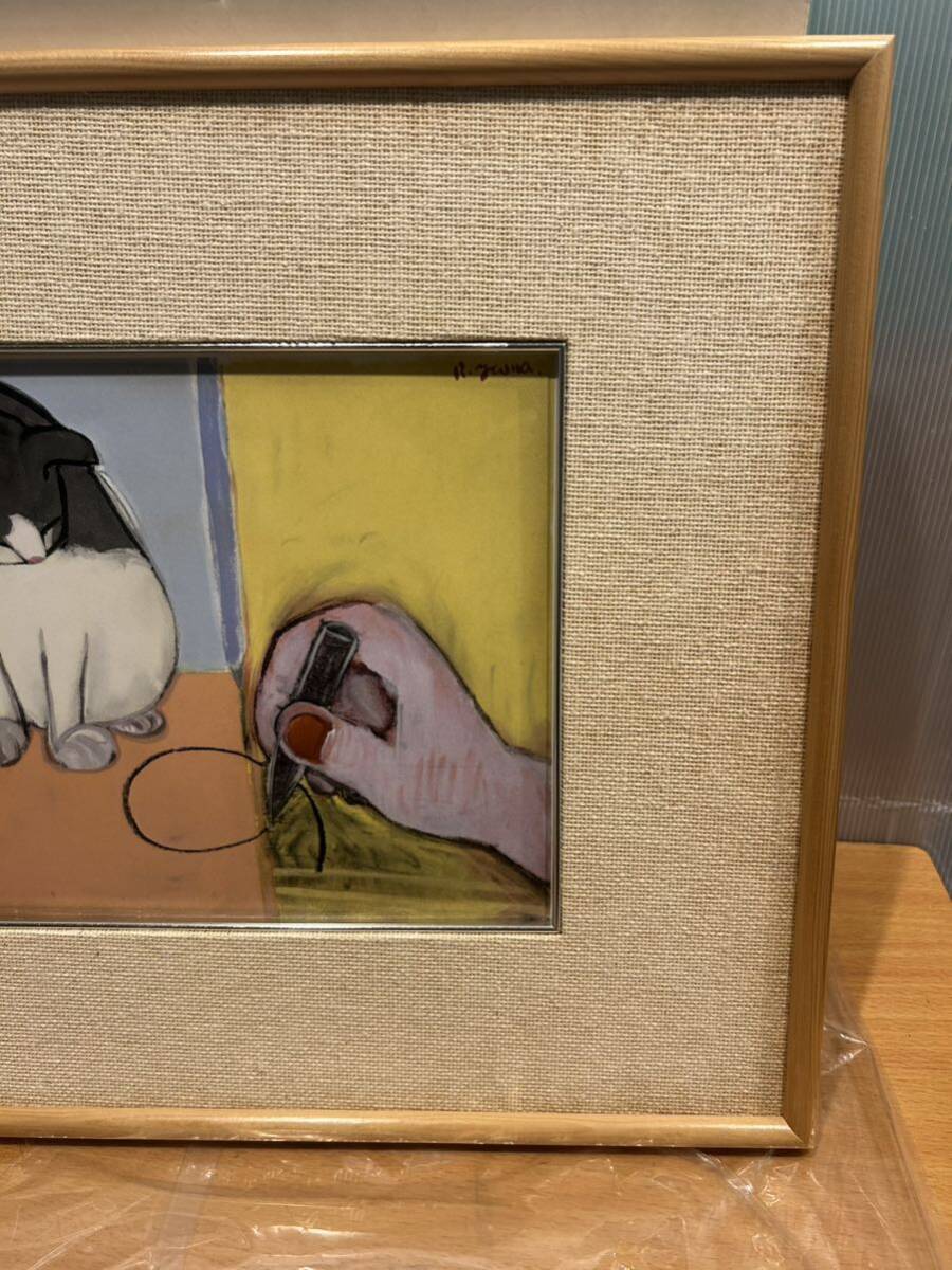 山城隆一 猫の絵 (名称不明) 額縁入り 山城隆一 猫の絵 (名称不明) 額縁入り 山城隆一 猫の絵 - 名称不明