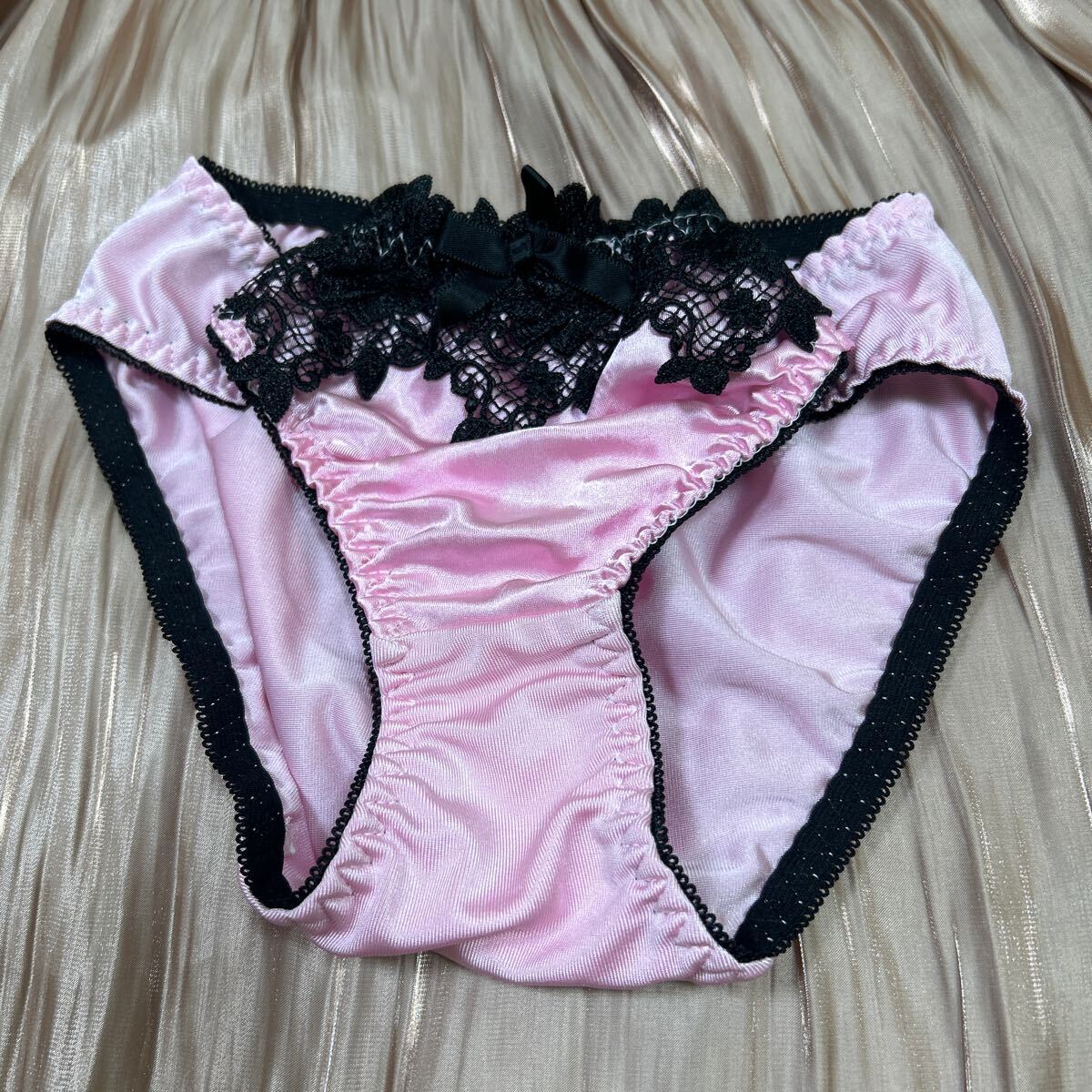 ショーツ パンティ 下着 ピンク サテン 光沢 レース 花柄 リボン ショーツ パンティ 下着 ピンク サテン 光沢 レース 花柄 リボン